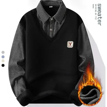 Pánský svetr Pánské polo svetry s límečkem – hřejivý podzimní styl Velikost: 4XL, Barva (Varianta): JR9036 Black