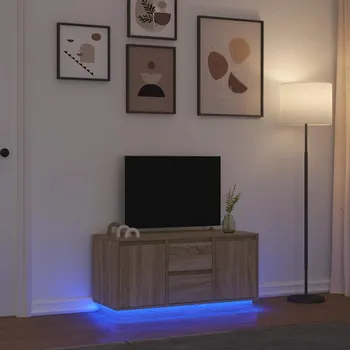 Obývací pokoj TV skříňka s LED osvětlením dub artisan 100x41x50 cm