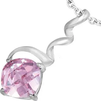 Přívěsek Přívěsek ocel růžový kamínek vlnka 85 (Přívěsky z ocelli s kamínky)