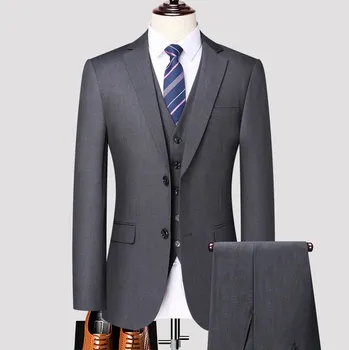 Luxusní formální oblek – třídílný business komplet s elegantním dojmem Velikost: L, Barva (Varianta): Grey 2