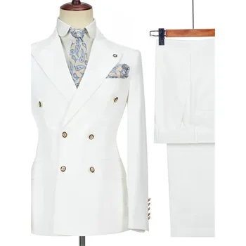 Slim pánský oblek se špičatými klopami pro svatby a večírky Velikost: S, Barva (Varianta): Bílá