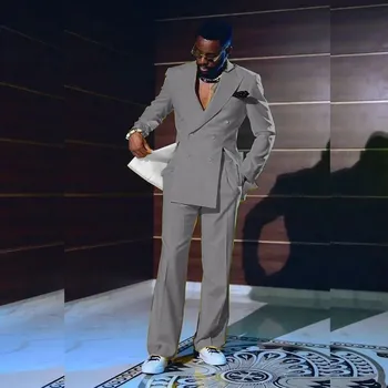 Pánský oblek Elegantní pánský oblek – dvoudílný set se sako a kalhotami Barva: Šedá, Velikost: XL