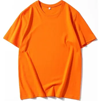 Pánská móda Pánské těžší bavlněné tričko s krátkým rukávem Barva: Oranžová, Velikost: XL