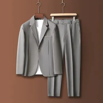 Pánské sako Volnočasové sako – jarní korejský střih s trendy rameny Velikost: XL, Barva (Varianta): Medium grey