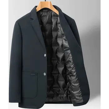 Pánská softshellová bunda Pánská péřová bunda s klopami a módním střihem Velikost: 4XL, Barva (Varianta): Tmavě modrá