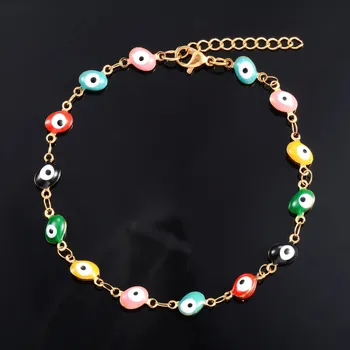 Náramek Letní ochranný řetízkový náramek s okem | šperk - Smíšené barvy , 22 cm plus prodloužení