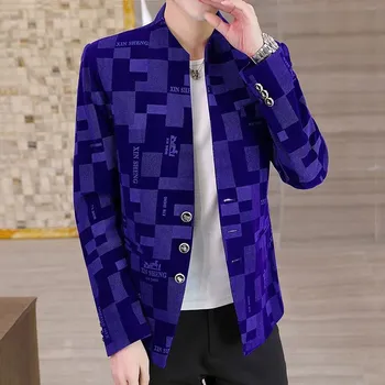 Pánské sako Čínské sako se stojáčkem – elegantní tradiční střih pro moderního muže Velikost: XL, Barva (Varianta): Modrá