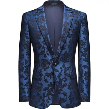 Jarní pánské sako s žakárovým vzorem Velikost: L, Barva (Varianta): Modrá
