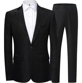 Elegantní dvoudílný svatební oblek ve formálním stylu Velikost: L, Barva (Varianta): Černá