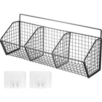 Úložný box Závěsný úložný košík s háčky | organizér - 3 , černá