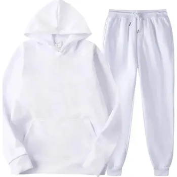 Pánská tepláková souprava – jednobarevná, pohodlný střih Barva: Bílá, Velikost: 4XL