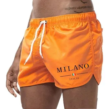 Pánské kraťasy Pánské plavky – rychleschnoucí šortky s potiskem Barva: Oranžová, Velikost: XL