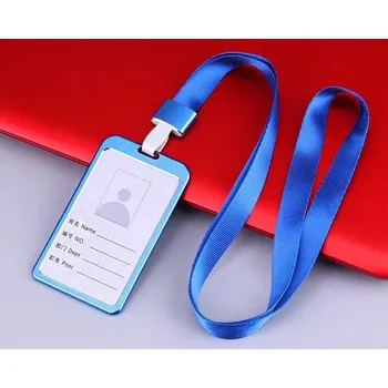 Ledvinka Elegantní držák na ID kartu – kovové pouzdro s lanyardem Barva (Varianta): Modrá