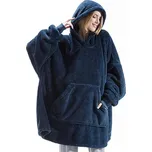 Dámská teplá mikina s kapucí – měkký fleece, domácí styl Barva: Tmavě Modrá, Velikost: ONE SIZE