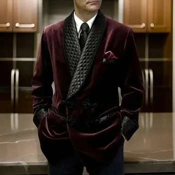 Pánské sako Pánské sametové sako – orientální knoflíky a klopy Velikost: S, Barva (Varianta): Černá