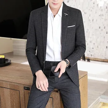 Pánský oblek Stylový britský dvoudílný oblek na slavnostní i volný čas Velikost: XS, Barva (Varianta): Dark Grey 1