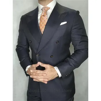 Pánský oblek Dvoudílný slavnostní oblek – sako a kalhoty v klasickém střihu Velikost: XL, Barva (Varianta): Tmavě modrá