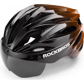 Cyklistická přilba Cyklistická helma Rockbros s kšiltem, odnímatelné ochranné brýle proti UV záření, unisex - černá/hnědá