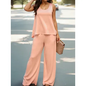 Dámská volnočasová souprava – top a široké kalhoty Velikost: XL, Barva (Varianta): Růžová