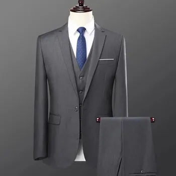 Třídílný business oblek – elegantní střih pro moderního muže Velikost: L, Barva (Varianta): Šedá