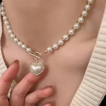 Náhrdelník Perlový choker se srdcem pro ženy | náhrdelník, řetízek
