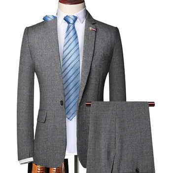 Retro kostkovaný set – sako, vesta a kalhoty v elegantním stylu Velikost: M, Barva (Varianta): Šedá