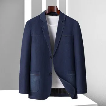 Pánské sako Stylové pánské sako – britský business styl, úzký střih Velikost: 4XL, Barva (Varianta): Modrá