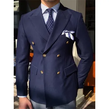 Pánské sako Dvřřadý slavnostní blejzr pro ženicha a formální události Velikost: M, Barva (Varianta): Tmavě modrá
