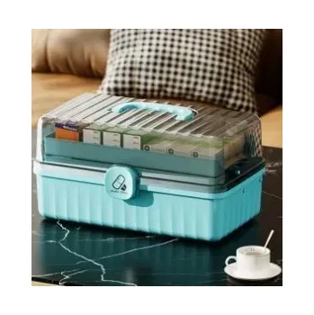 Lékárnička Velkokapacitní domácí lékárnička s přehledným členěním | lékárnička, organizér - Modrý