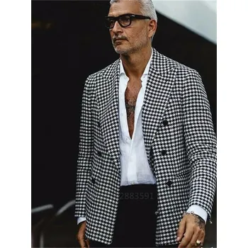 Pánské sako Pánské dvouřadé sako s kohoutí stopou pro svatbu či business Velikost: M, Barva (Varianta): Šedá