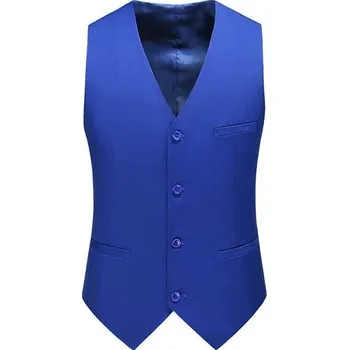 Pánské sako Jednobarevná pánská svatební vesta v business stylu Velikost: M, Barva (Varianta): Modrá
