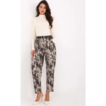 Dámské kalhoty Béžové dámské viskózové kalhoty s maskáčovým vzorem a páskem IT-SP-242975.84-beige Velikost: ONE SIZE