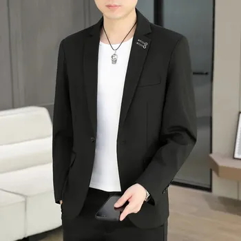 Pánské sako Elegantní pánské sako v jednobarevném provedení korejského stylu Velikost: 5XL, Barva (Varianta): Černá