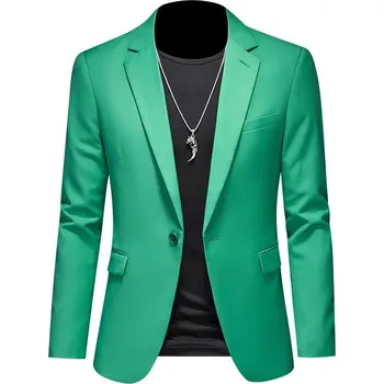 Pánský oblek Stylový business oblek – dvoudílný slim střih pro volný čas Velikost: M, Barva (Varianta): Zelená