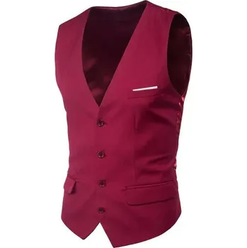 Elegantní pánská vesta do obleku – business střih do pasu Velikost: L, Barva (Varianta): Bordová