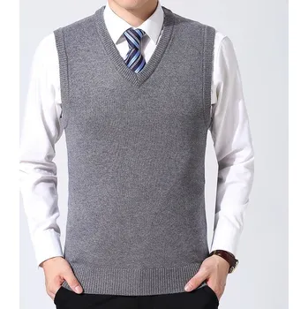 Pánský svetr Pánská svetr vesta – podzimní styl, pohodlný volný střih Barva: Šedá, Velikost: 2XL