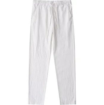 Pánské bavlněné kalhoty – volný střih, pohodlný len Barva: Bílá, Velikost: 5XL