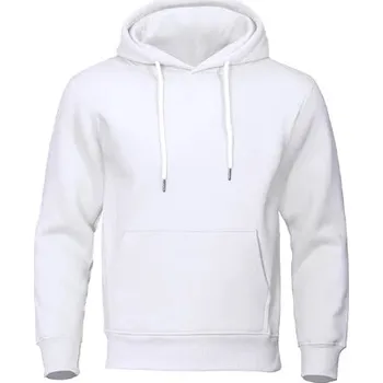 Pánská mikina Pánská fleecová mikina s kapucí na zimu a volný čas Barva: Bílá, Velikost: S