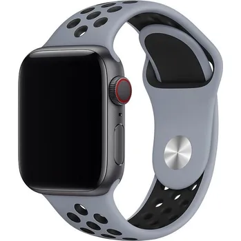 MůjMiBand.cz Sportovní silikonový perforovaný řemínek pro Apple Watch 38mm/40mm/41mm/42mm Barva: mlhavě obsidiánová - černá