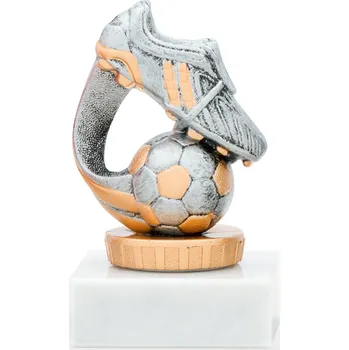 Trofej s fotbalovou tématikou, výška 10 cm, stříbrná/zlatá