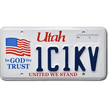 Plechová cedule Americká SPZ Utah In God We Trust