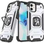 Pouzdro Wozinsky Ring Armor pro iPhone 14, obrněný kryt, magnetický držák, kroužek, stříbrná