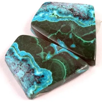 Přírodní kámen Kabošony páry Malachit Chrysocolla č.P687 (23x17x4mm)