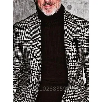 Pánské sako Pepitové sako – slim střih pro business a svatby Velikost: L, Barva (Varianta): Šedá