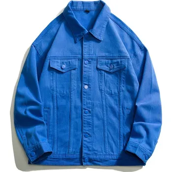 Pánská softshellová bunda Pánská oversize džínová bunda – stylová streetwear klasika Barva: Modrá, Velikost: M