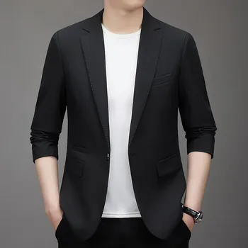 Pánské sako Slim sako – jarní/podzimní kabát s jedním knoflíkem Velikost: XXS, Barva (Varianta): Černá