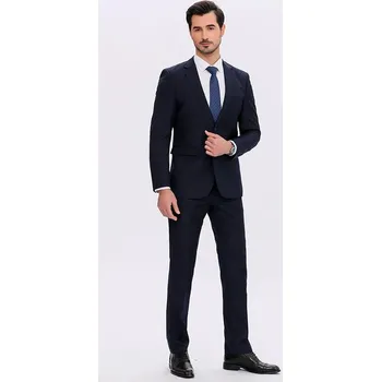 Dvoudílný business set – slim fit oblek na práci i formální události Velikost: 5XL, Barva (Varianta): Tmavě modrá