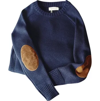 Dámský svetr Oversize svetr s nášivkami – Harajuku styl na podzim Barva: Modrá, Velikost: 4XL