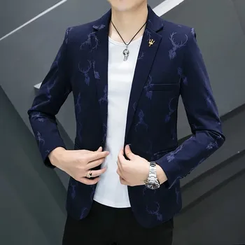 Trendy korejské sako – ležérní styl pro mladé a módní muže Velikost: XXS, Barva (Varianta): Tmavě modrá