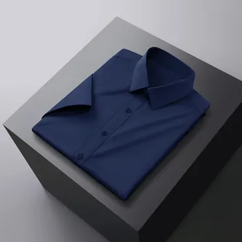 Pánská košile Pánská krátkorukávová košile – nemačkavý letní model Barva: Tmavě Modrá, Velikost: 3XL